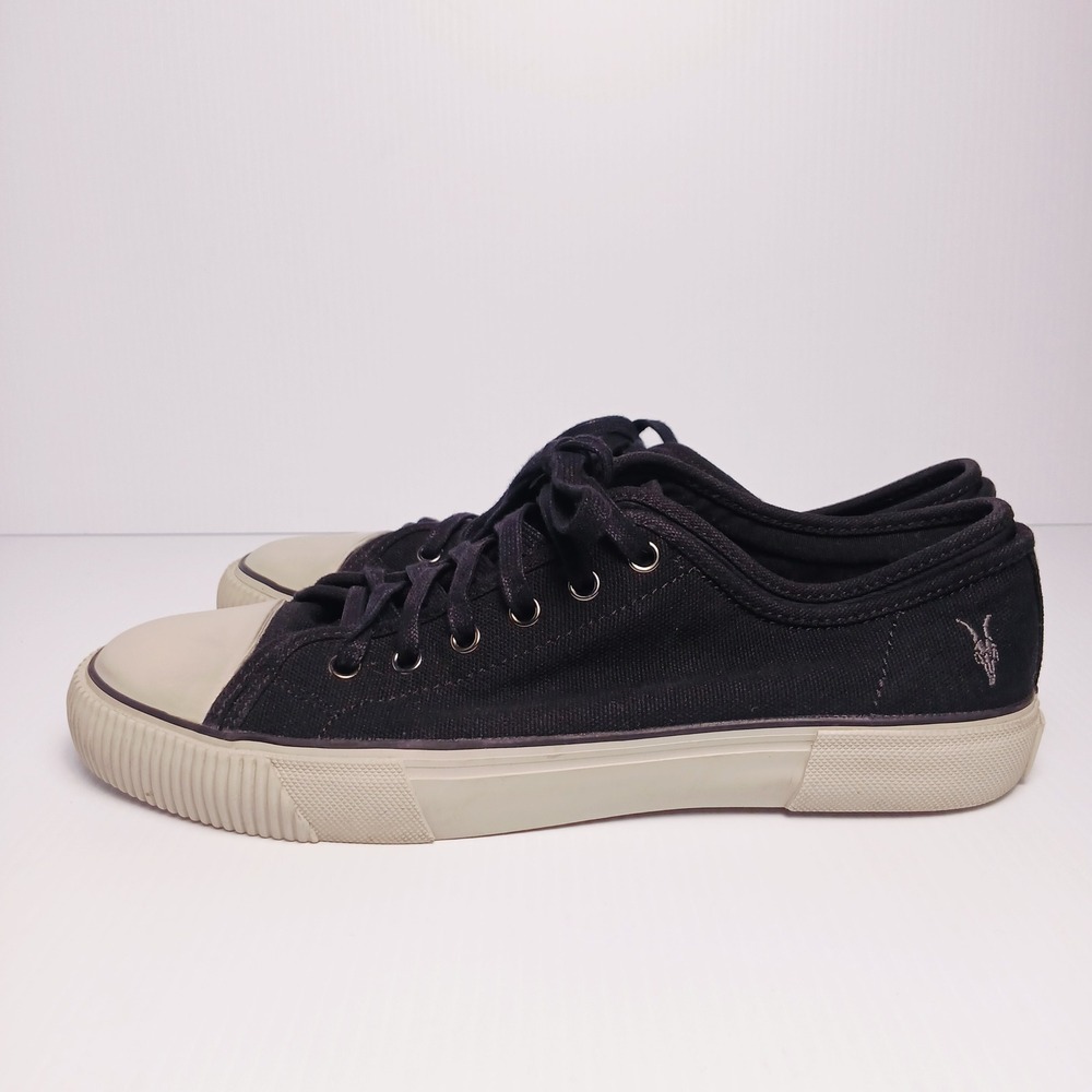 AllSaints Dumont Black Canvas Low Top Sneakers Mens Size 11 EU 44